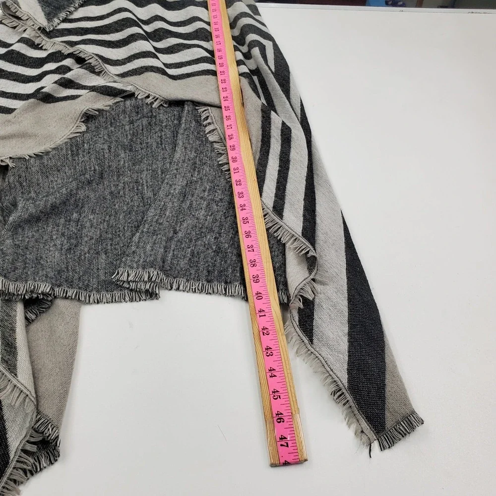 Accessory St Womens One Size‎ Gray Striped Fringe Open Front Cardigan Vest